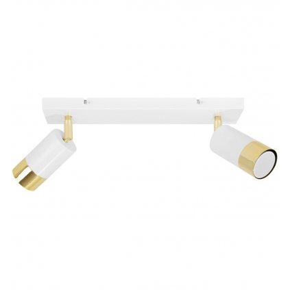 nowoczesna lampa hugo spoty reflektory na listwie bialo zlota