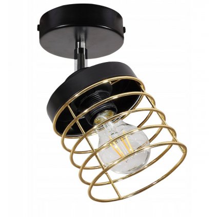 nowoczesna lampa sufitowa plafon loft ze zlotym kloszem