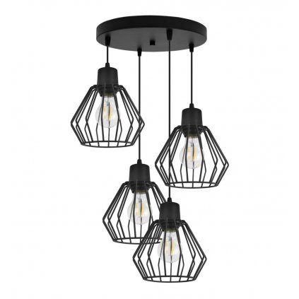 lampa wiszaca druciane klosze na metalowej podsufitce nuvola led e27