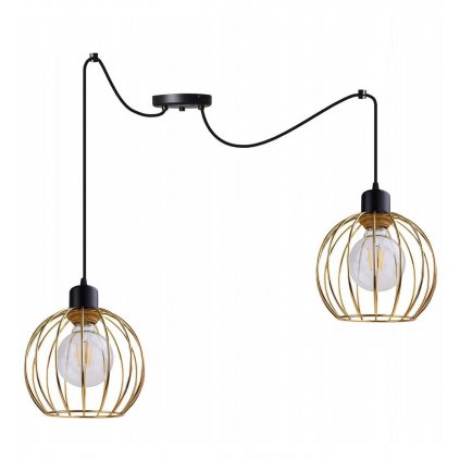 lampa wiszaca regulowana w stylu loft z metalowymi kloszami typu koszyk