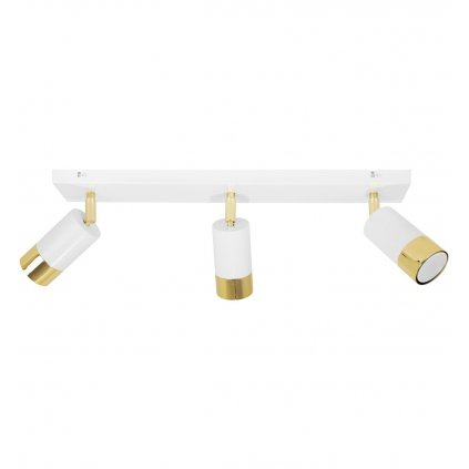nowoczesna lampa na listwie spoty reflektory hugo bialo zlota