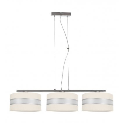 nowoczesna lampa wiszaca na belce ze zdobionymi abazurami