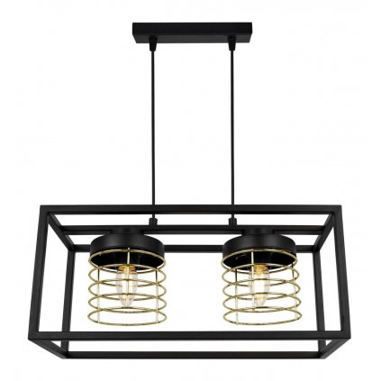 regulowana lampa wiszaca rasti cage czarny mat ze zlotymi kloszami