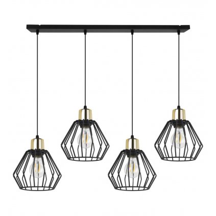 lampa sufitowa na metalowej listwie z drucianymi kloszami nuvola