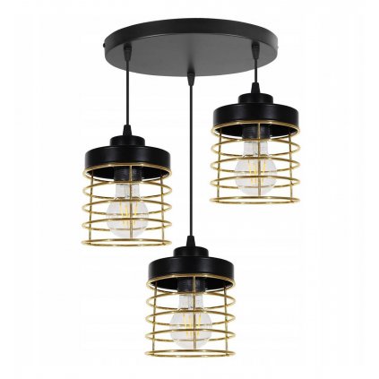 regulowana lampa wiszaca w stylu loft ze zlotymi kloszami