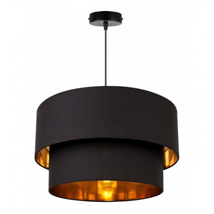 wiszaca regulowana lampa z abazurem o zlotym srodku