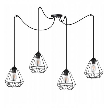 industrialna lampa wiszaca z drucianymi kloszami w nowoczesnym stylu