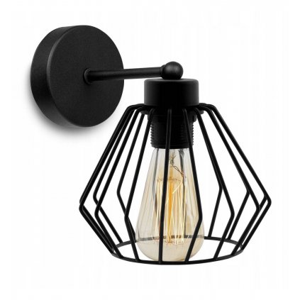 industrialny kinkiet na sciane z koszykowym kloszem