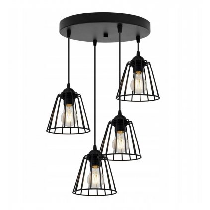 nowoczesna lampa wiszaca z geometrycznymi kloszami typu druciak