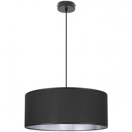 stylowa lampa wiszaca z abazurem srebrne wnetrze