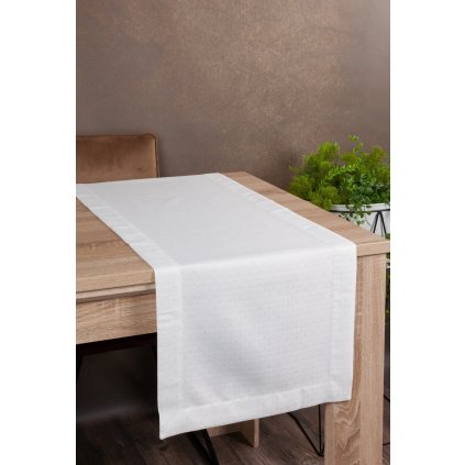 BĚHOUN NA STŮL ELIZA 40X140 CM BÍLÝ