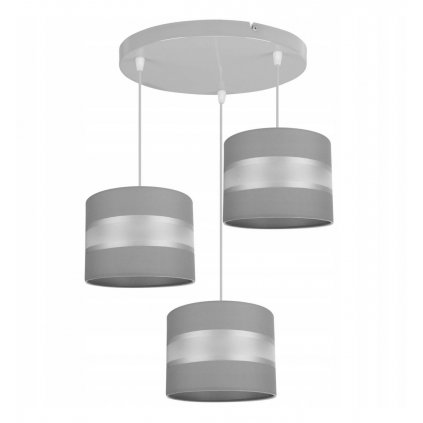 Závěsné svítidlo ELEGANCE, 3x šedé textilní stínítko, šedá konstrukce
