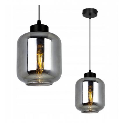 Závěsné svítidlo NOVALJA, 1x grafitové skleněné stínítko