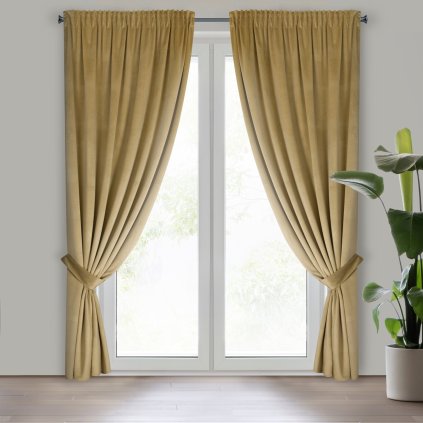 ZATEMŇOVACÍ ZÁVĚS NA PÁSCE ANTARA 140X300 CM TMAVĚBÉŽOVÁ