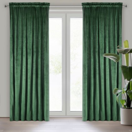 ZATEMŇOVACÍ ZÁVĚS NA PÁSCE ROSA 140X270 CM TMAVĚZELENÁ