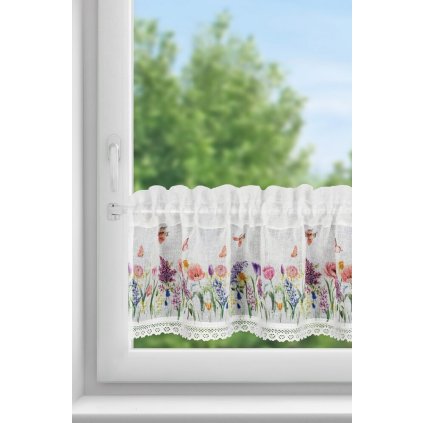 KRÁTKÁ ZÁCLONA NA PÁSCE BELLA 150X30 CM KVĚTY