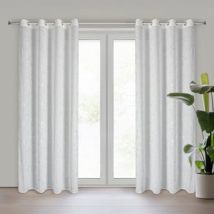 ZÁCLONA NA KROUŽCÍCH IVA 140X270 CM BÍLÁ