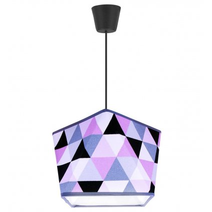 pojedyncza lampa wiszaca z abazurem w kolorowe wzory