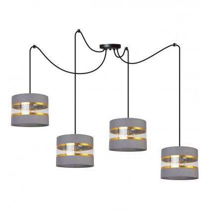 elegancka lampa wiszaca spider elegance gold z abazurami