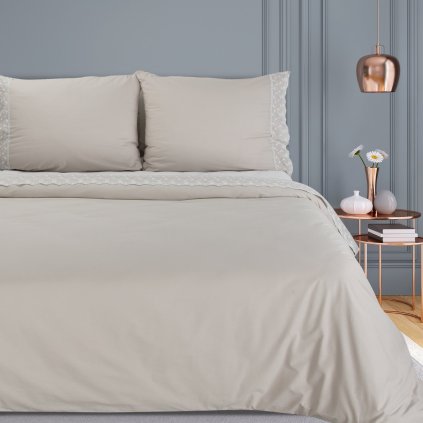 BAVLNĚNÉ POVLEČENÍ REINA27 200X220 CM, 2KS 70X80 CM BÉŽOVÉ
