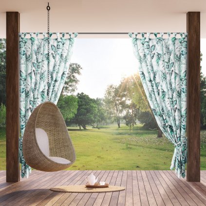 ZAHRADNÍ VODĚODOLNÝ ZÁVĚS NA POUTKÁCH GARDEN 155X260 CM LISTY