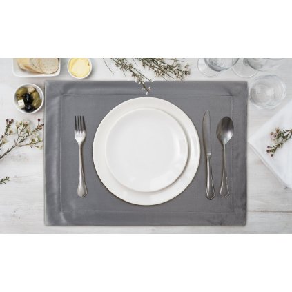 SADA 4 KS PROSTÍRÁNÍ NA STŮL MELINDA 40X30 CM ŠEDÁ