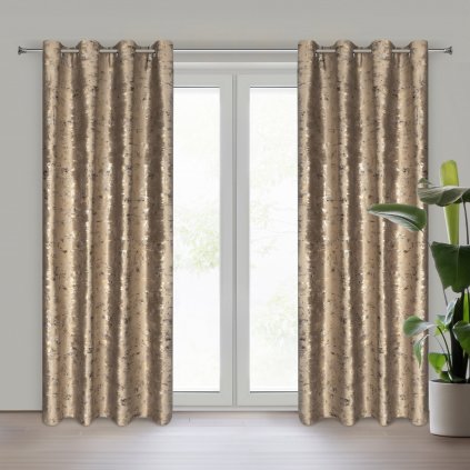 ZATEMŇOVACÍ ZÁVĚS NA KROUŽCÍCH TAMI 140X250 CM HNĚDÁ