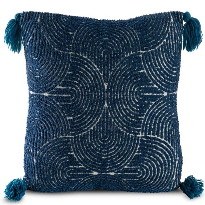 DEKORAČNÍ POVLAK NA POLŠTÁŘ SAVA 45X45 CM TMAVĚMODRÁ