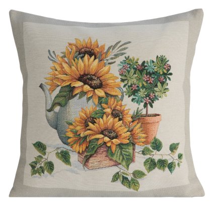 GOBELÍNOVÁ DEKORAČNÍ POVLAK NA POLŠTÁŘ NATUR 45X45 CM KVĚTY
