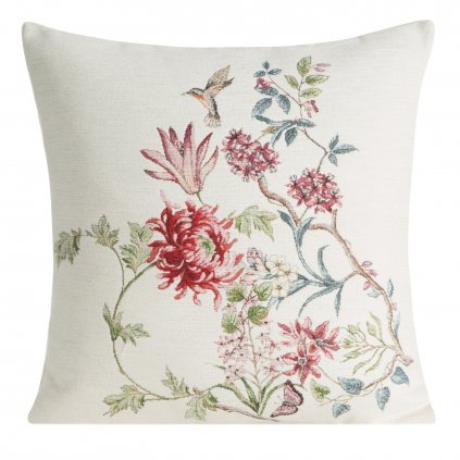 GOBELÍNOVÁ DEKORAČNÍ POVLAK NA POLŠTÁŘ NATUR 45X45 CM KVĚTY