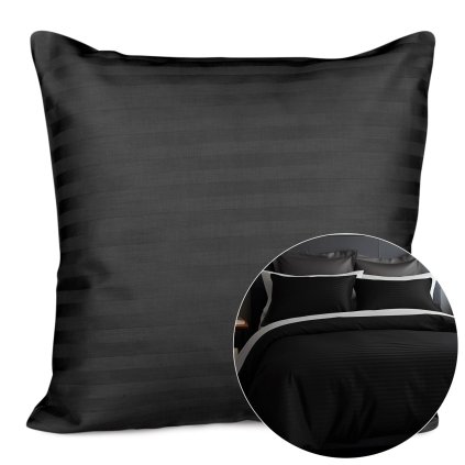 poszewka satyna bawelna cizgili black 40x40