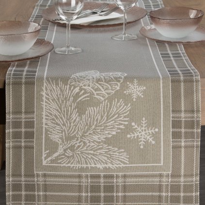 VÁNOČNÍ GOBELÍNOVÝ BĚHOUN NA STŮL HOLLY 45X100 CM VZOROVANÝ