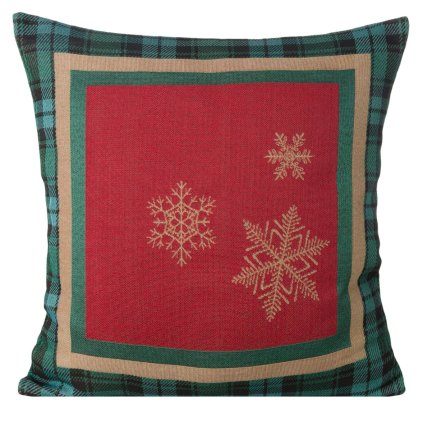 VÁNOČNÍ GOBELÍNOVÝ DEKORAČNÍ POVLAK NA POLŠTÁŘ CHERRY 45X45 CM VZOROVANÁ