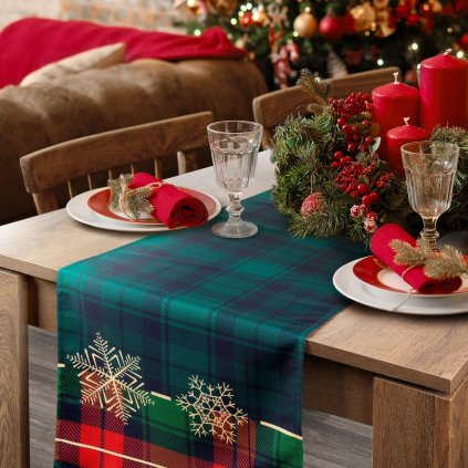 VÁNOČNÍ BĚHOUN NA STŮL STAR 40X140 CM VZOROVANÝ