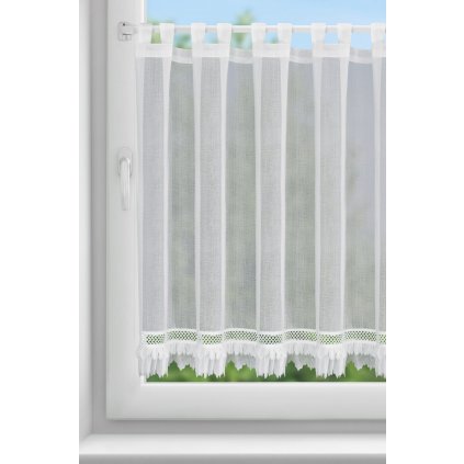KRÁTKÁ ZÁCLONA NA POUTKÁCH KATRIN 150X90 CM BÍLÁ