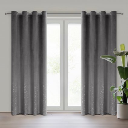 ZATEMŇOVACÍ ZÁVĚS NA KROUŽCÍCH ARIADNA 140X250 CM GRAFITOVÁ