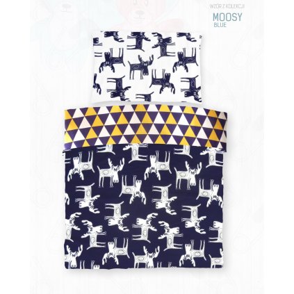 posciel bawelna druk moosy blue 90x120 1x 40x