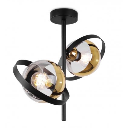 lampa sufitowa ronda czarny zyrandol loft do salonu pokoju zlote klosze