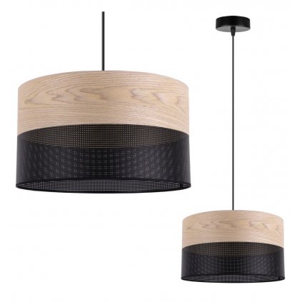 lampa sufitowa wood elegancki abazur z dodatkiem naturalnego debu