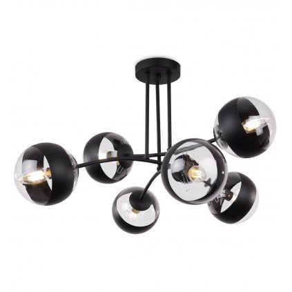 lampa sufitowa toledo wiszaca czarny zyrandol na 6 zarowek loft gwint e14