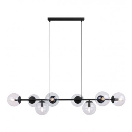 lampa sufitowa siena czarna zyrandol loft nad stol i wyspe przezroczyste kule