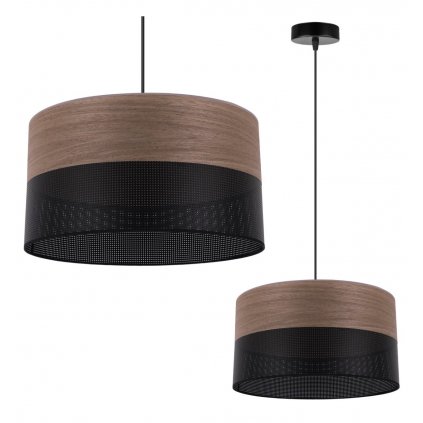 lampa wiszaca wood czarny abazur z okleina z naturalnego drewna