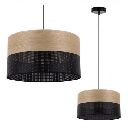 lampa sufitowa wood czarny abazur z drewniana naturalna okleina