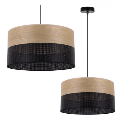 lampa wiszaca wood stylowy abazur do pokoju z fornirem debowym