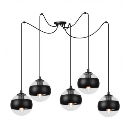 lampa sufitowa toledo pajak czarny zyrandol do pokoju i sypialni e14