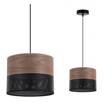 lampa sufitowa wood pojedyczny abazur 20cm z eleganckim fornirem orzechowym