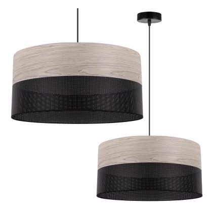 lampa wiszaca wood nowoczesny czarny abazur z fornirem debowym