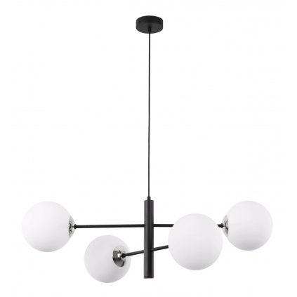 lampa sufitowa vicenza czarna dodatki chrom biale kule styl loftowy e14