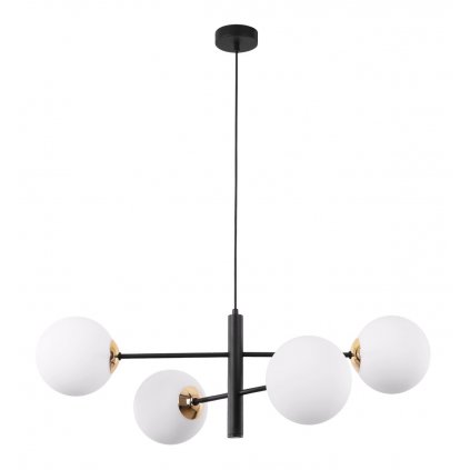 lampa sufitowa vicenza czarno zloty zyrandol glamour biale kuliste klosze