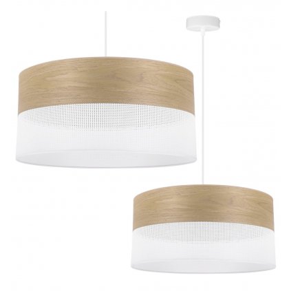 lampa sufitowa wood bialy abazur ze zlotym fornirem debowym